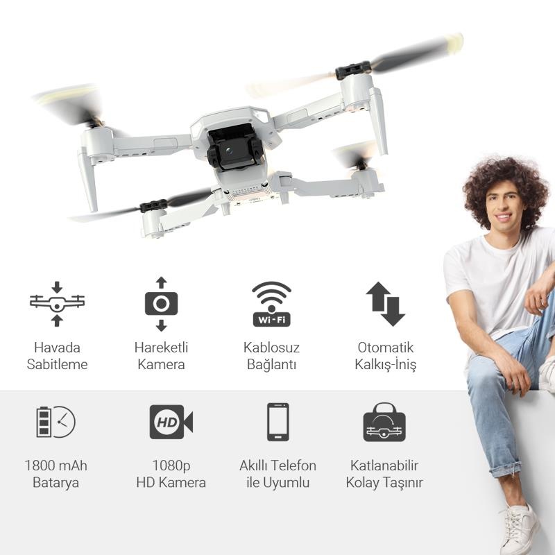 Corby CX017 Wifi Çift Kameralı Katlanabilir 1080P Drone + 2 Bataryalı Set - 4