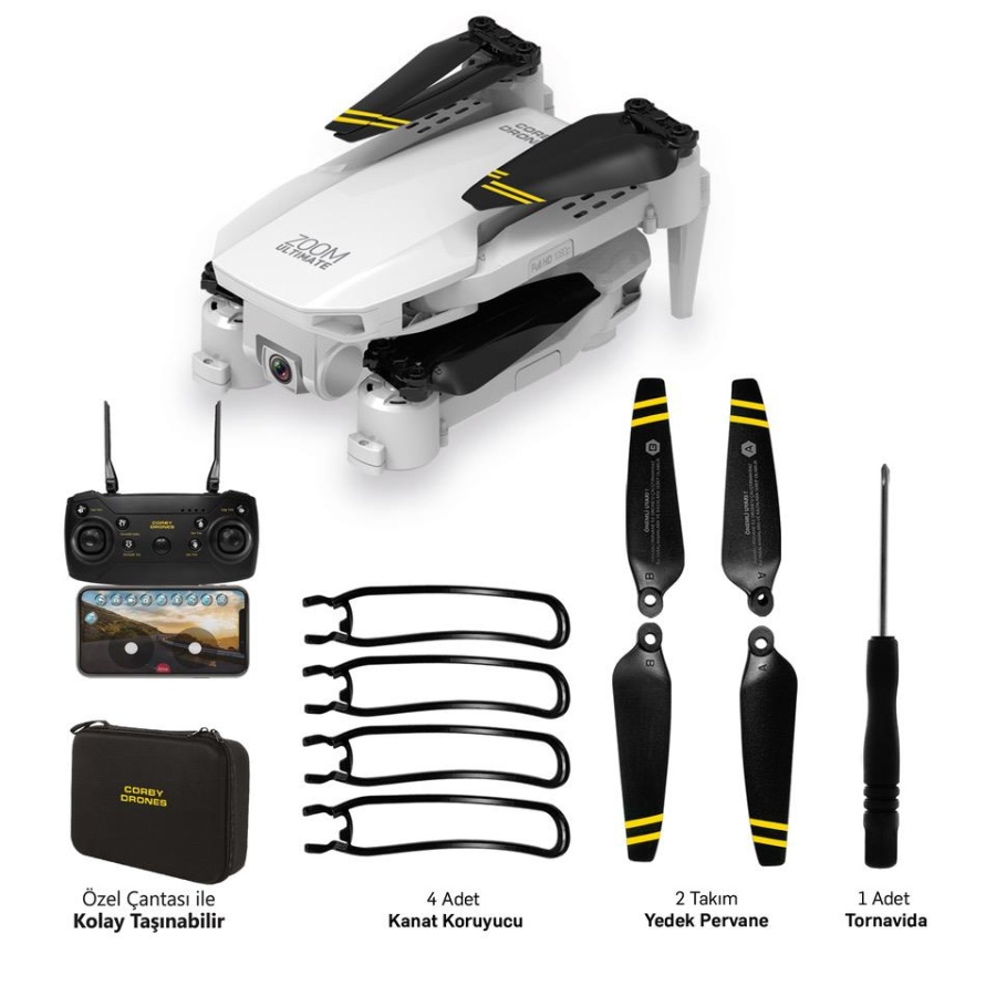 Corby CX017 Wifi Çift Kameralı Katlanabilir 1080P Drone - 1