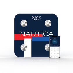 Nautica BT600 Pilli Bluetooth Vücut Analizli Yağ Kas Su Ölçer Hassas Akıllı Tartı Baskül Logo Navy 