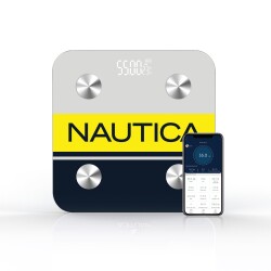 Nautica BT600 Pilli Bluetooth Vücut Analizli Yağ Kas Su Ölçer Hassas Akıllı Tartı Baskül Logo Sarı 