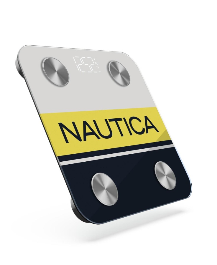 Nautica BT600 Pilli Bluetooth Vücut Analizli Yağ Kas Su Ölçer Hassas Akıllı Tartı Baskül Logo Sarı - 3