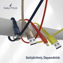 Nautica C20 Type-C to USB-A 120 cm Şarj ve Data Kablosu Navy - 4