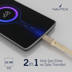 Nautica C20 Type-C to USB-A 120 cm Şarj ve Data Kablosu Pembe - 2