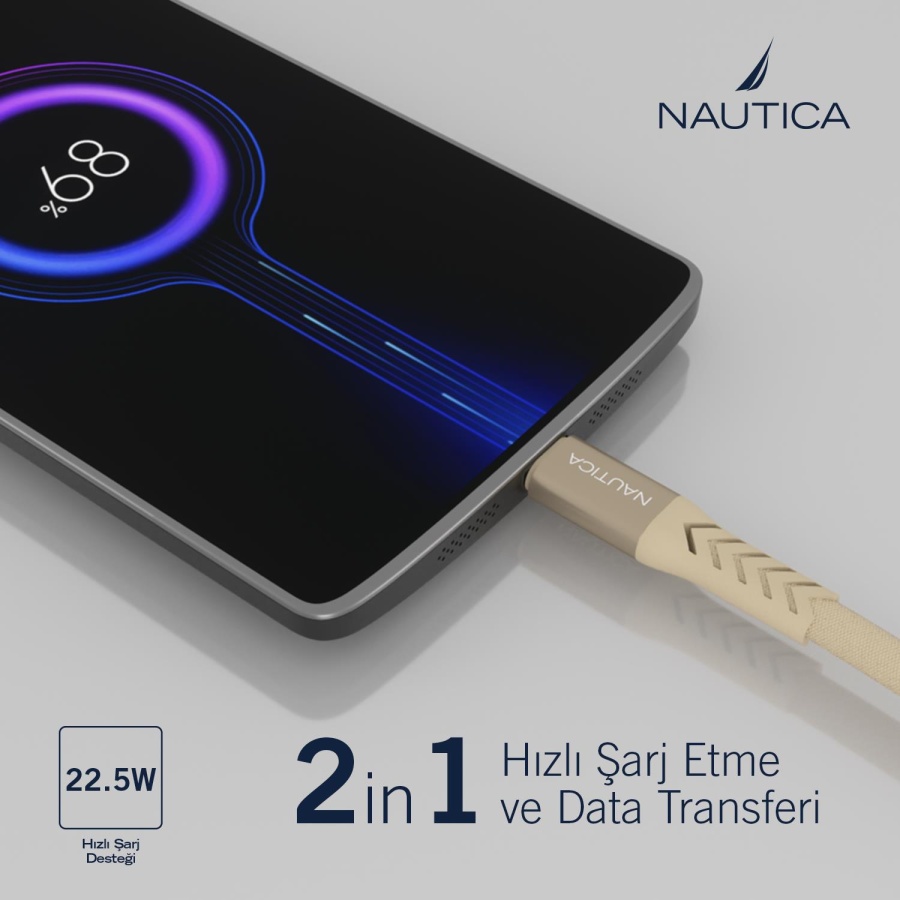 Nautica C20 Type-C to USB-A 210 cm Şarj ve Data Kablosu Pembe - 2