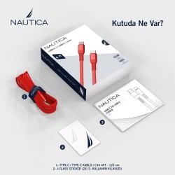 Nautica C30 Type-C to Type-C 120 cm Şarj ve Data Kablosu Kırmızı - 6