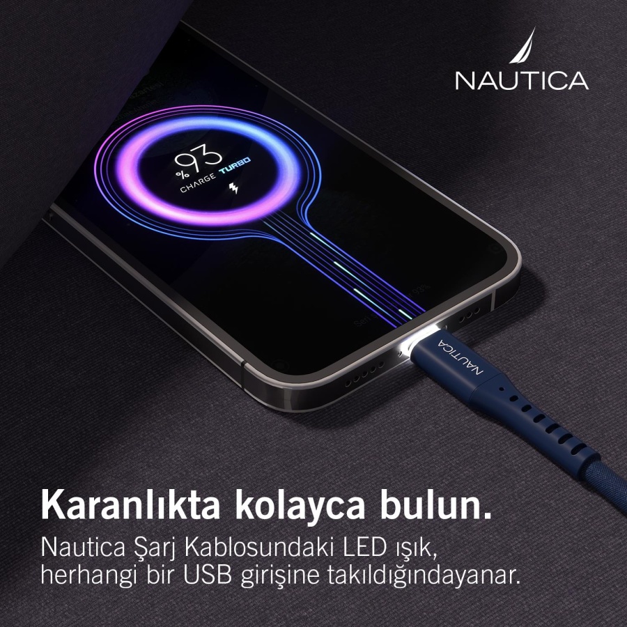 Nautica C35 USB-C to USB-C 120 cm Şarj ve Data Kablosu Navy - 5