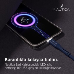 Nautica C35 USB-C to USB-C Cable With Led Navy - 5