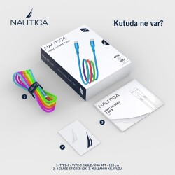 Nautica C38 Type-C to Type-C 120 cm Şarj ve Data Kablosu Çok Renkli - 7