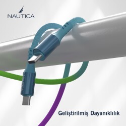 Nautica C38 Type-C to Type-C 120 cm Şarj ve Data Kablosu Çok Renkli - 5