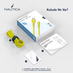 Nautica C40 Lightning to USB-A 120 cm Şarj ve Data Kablosu Sarı - 6