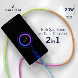 Nautica C58 USB-C to Lightning 120 cm Şarj ve Data Kablosu Çok Renkli - 2