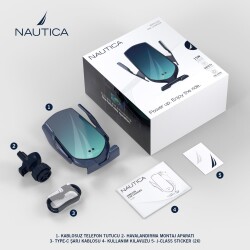 Nautica CH220 Wireless Araç içi Şarj Cihazı ve Telefon Tutucu Navy - 6