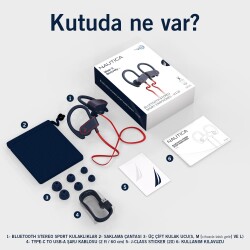 Nautica H110 Bluetooth Sporcu Kulaklığı Kırmızı - 7