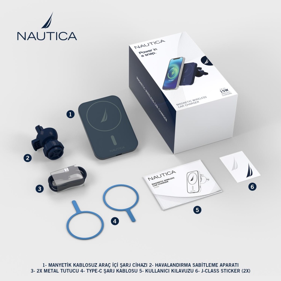 Nautica Magnetic Wireless Car Charger Navy - 7