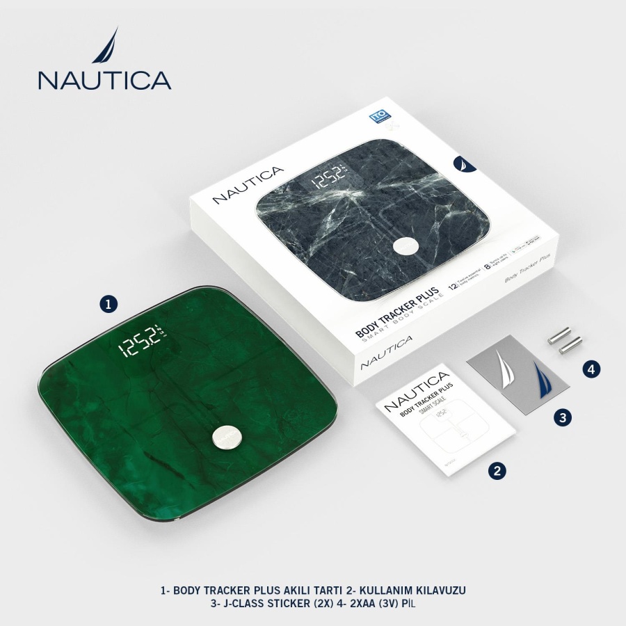 Nautica Marble Collection Plus Body Tracker Smart Body Scale Emerald Green - 6