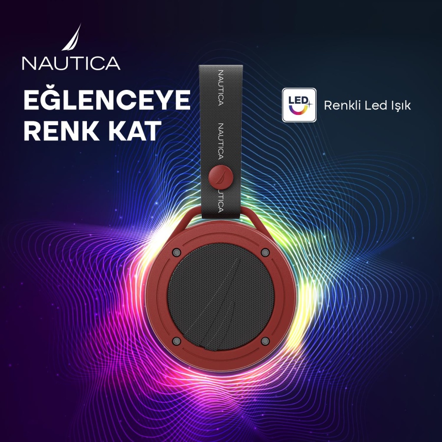 Nautica S20 Taşınabilir Bluetooth Speaker, Hoparlör, Ses Bombası Kırmızı Siyah - 4