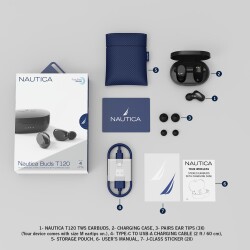 Nautica T120 TWS Earbuds With Charging Case Grey - 6