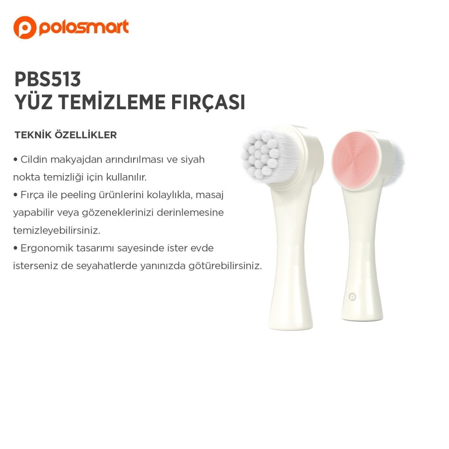 Polosmart PBS513 Yüz Temizleme Fırçası Beyaz - 3