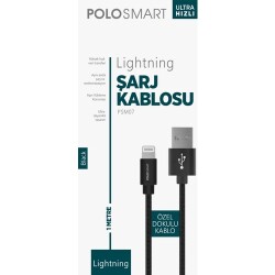 Polosmart PSM07 1 Metre Siyah Lightning Hızlı Şarj Kablosu - 2