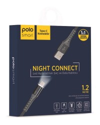 Polosmart PSM26 Type-C LED Aydınlatmalı Şarj ve Data Kablosu Gri - 2